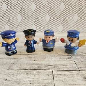Little People Figures Lot: Police Officer Pilot Pilot Crossing Guard